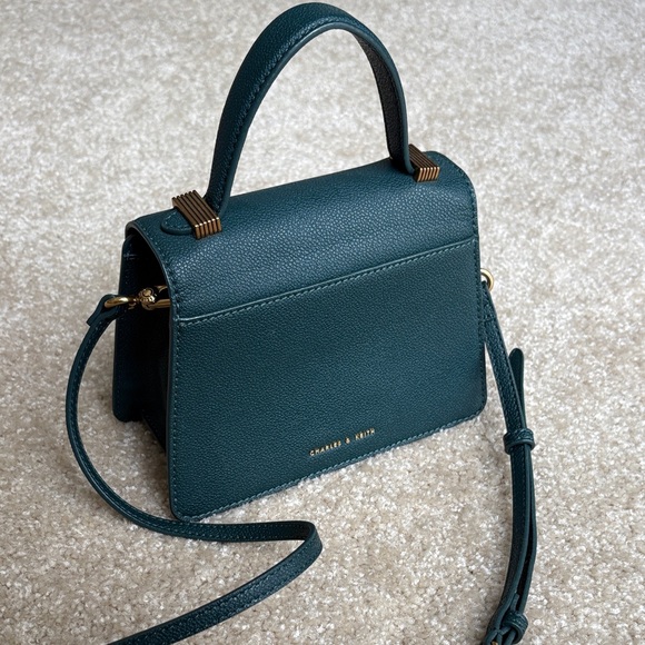 Charles & Keith Teal Mini Bag with Gold Accents - Picture 4 of 6